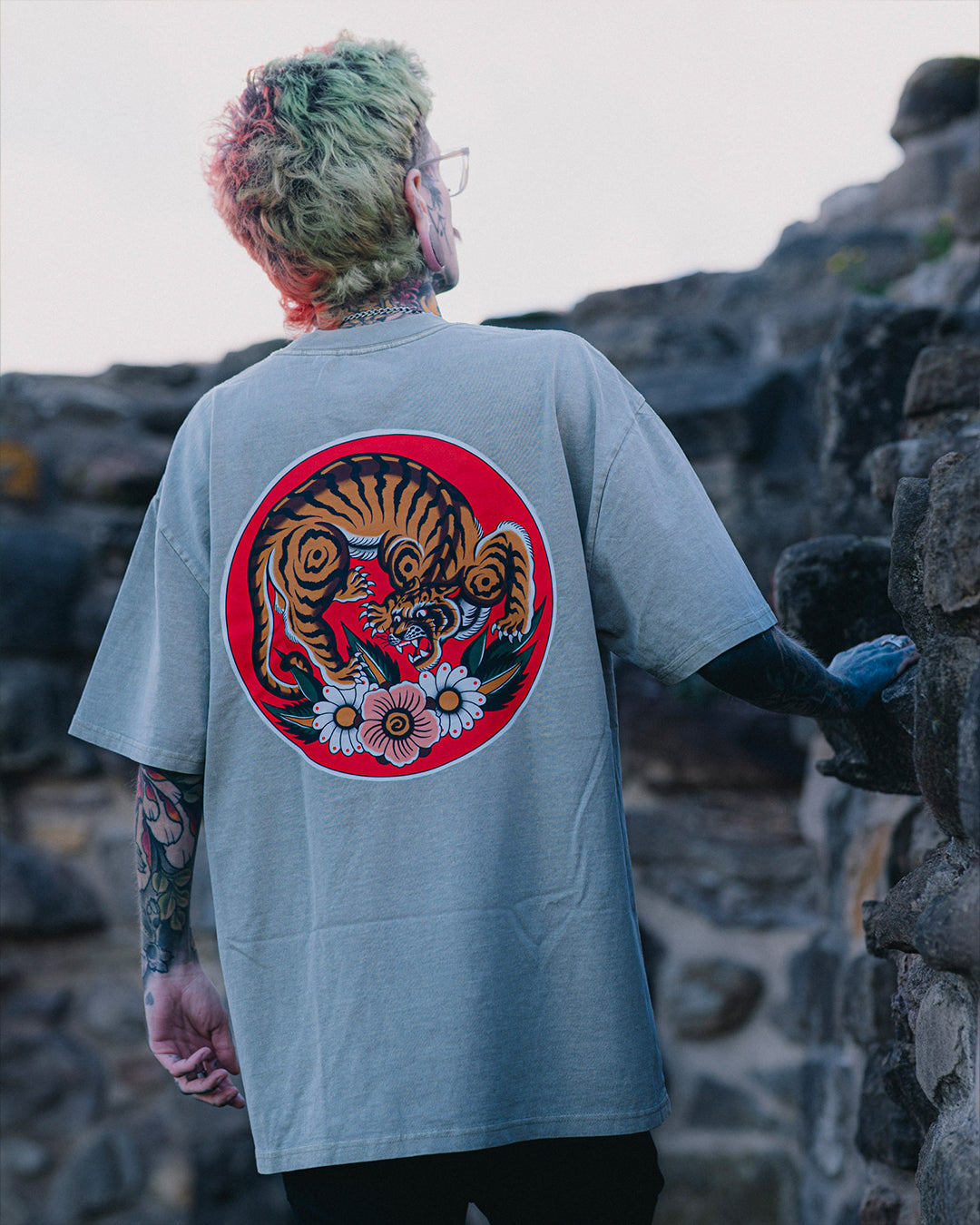 Tiger Heavy Faded Eucalyptus Tee