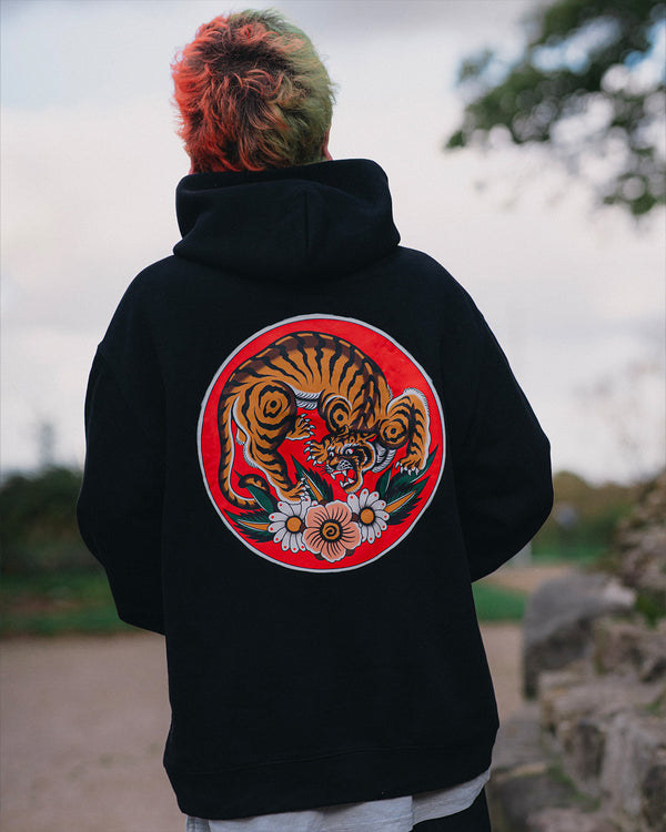 Tiger Black Oversized Hoody