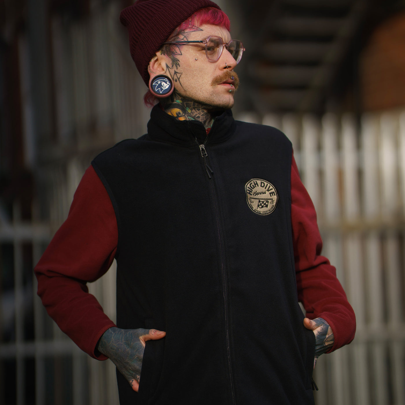 HDA Schwarze Sherpa-Fleecejacke