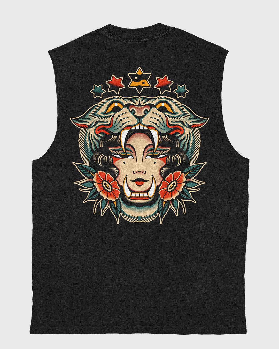 Queen Of Beasts Heavy Faded Black Tank