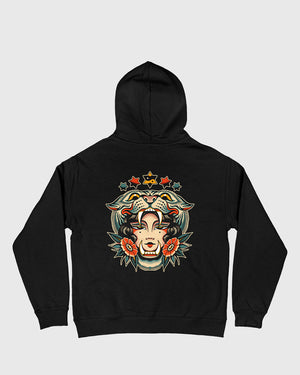Queen Of Beasts Oversized Black Hoody