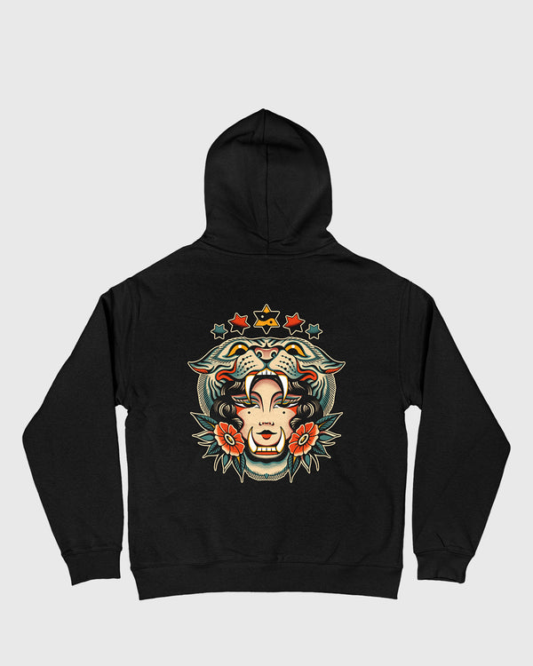 Queen Of Beasts Oversized Black Hoody