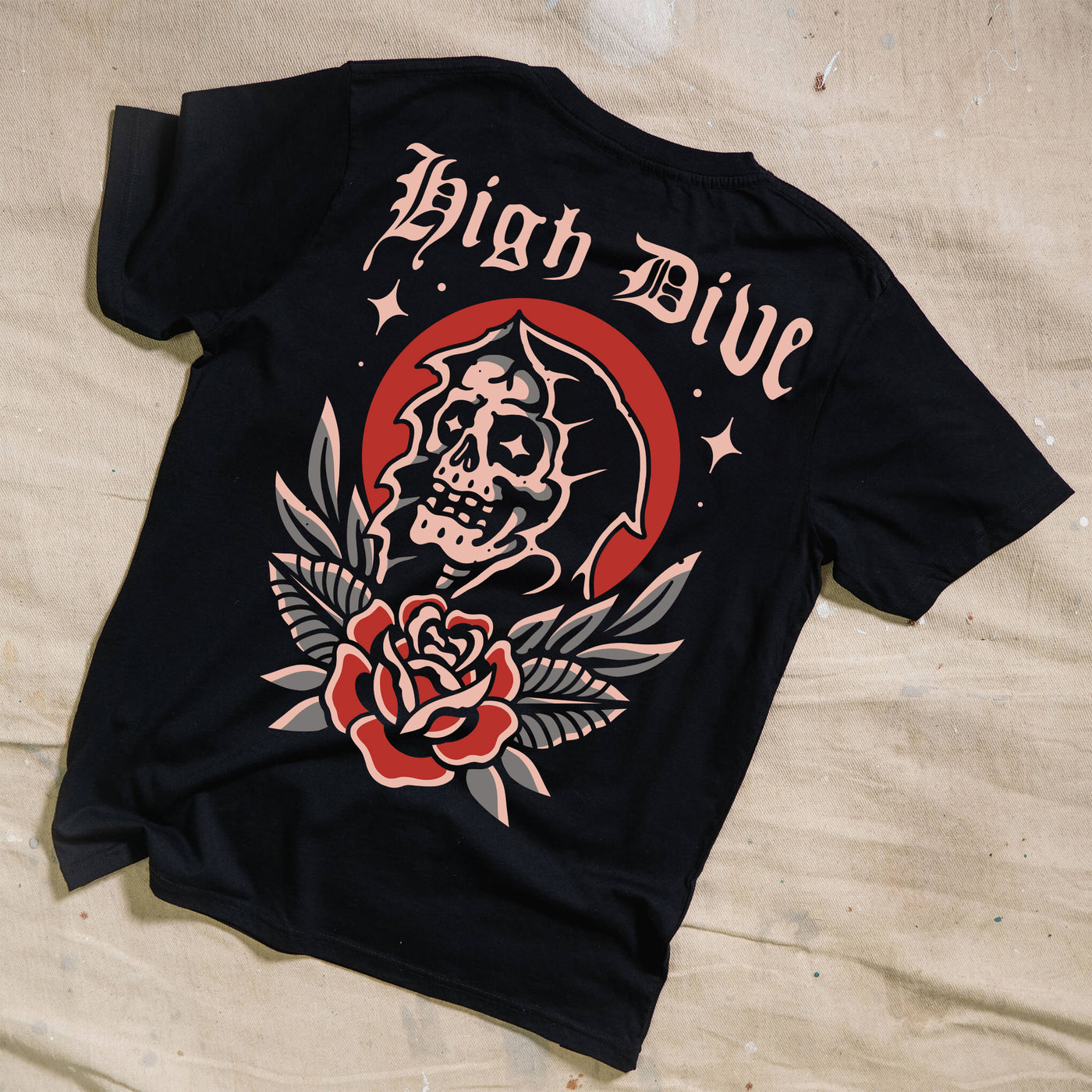 T-Shirt mit Aufdruck „Reaper &amp; Roses“ 