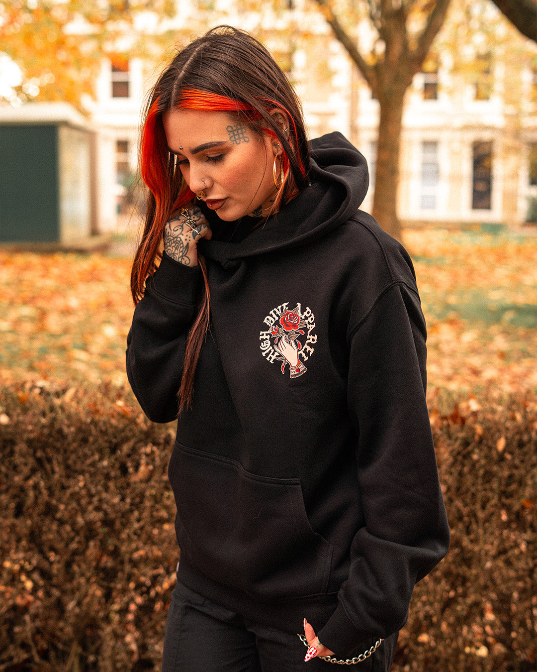 Hold The Rose Black Oversized Hoody