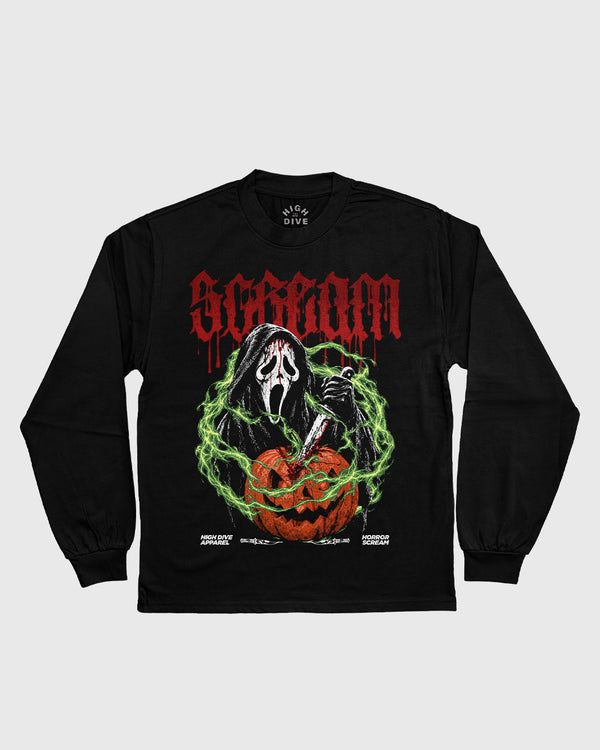 Scream Pumpkin Black Heavy Long Sleeve