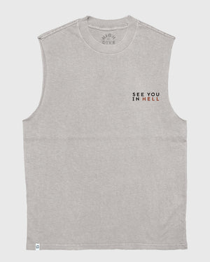See You In Hell Heavy Faded Bone Tank