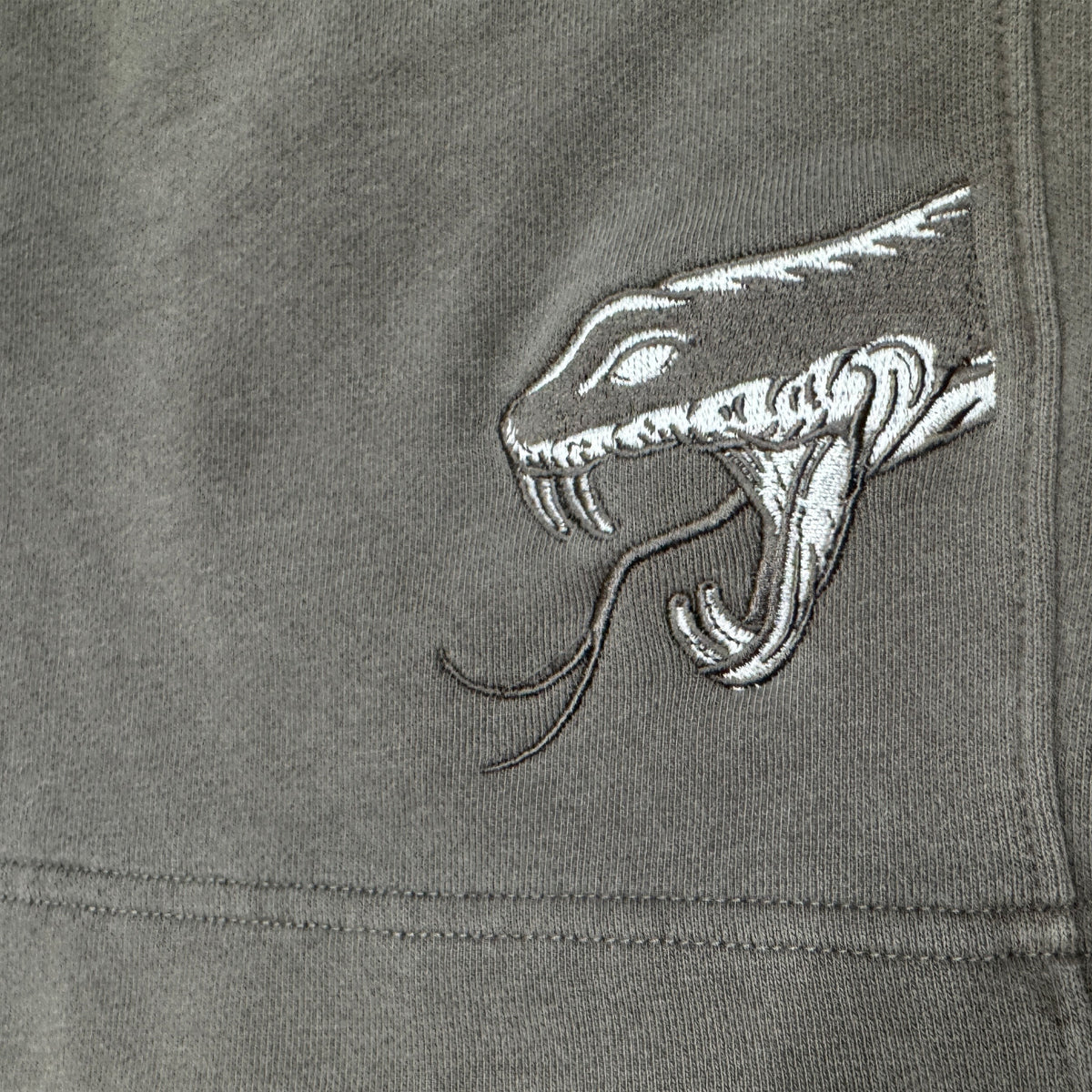 Snake Embroidered Faded Relax Track Shorts