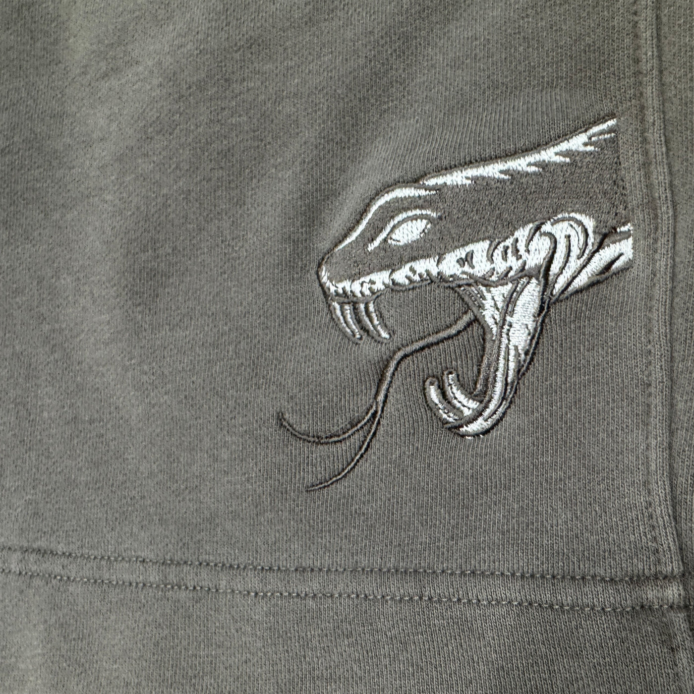 Snake Embroidered Faded Relax Track Shorts