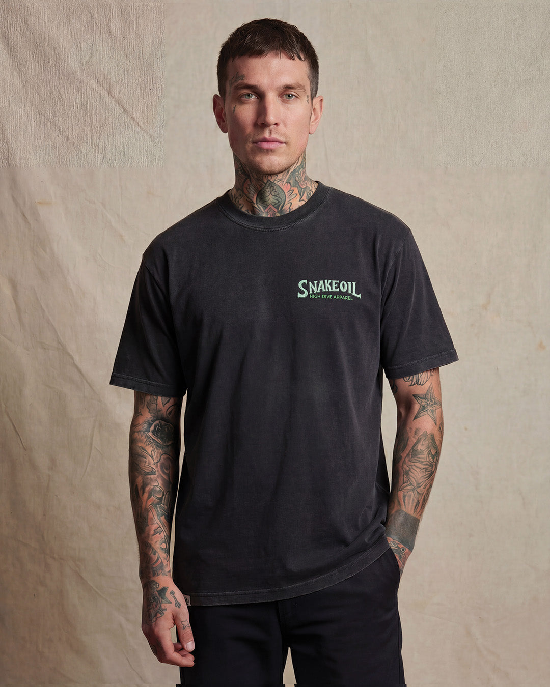 Snake Oil Heavy Tee Faded Black