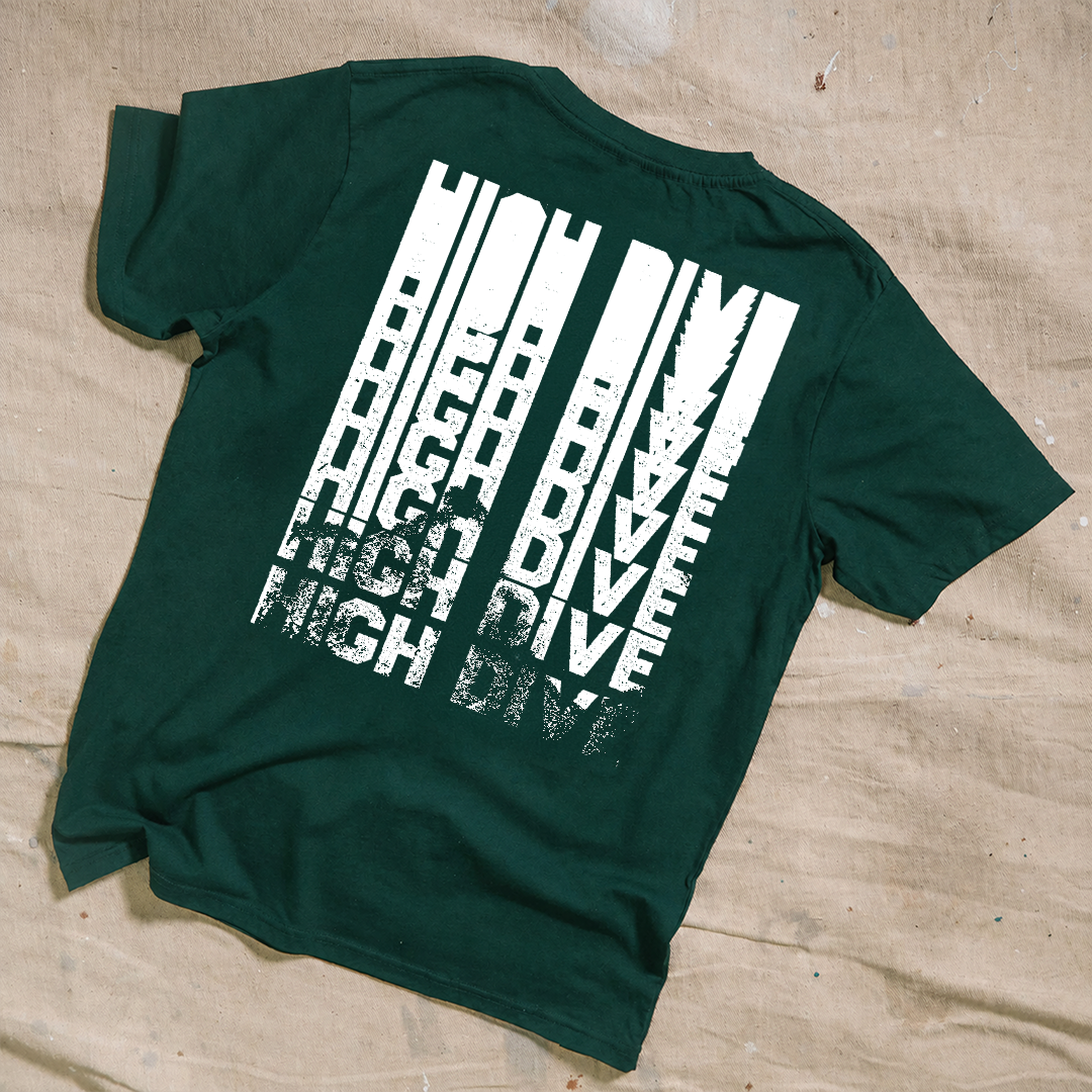High Dive Text Drops Rainforest Green Tee