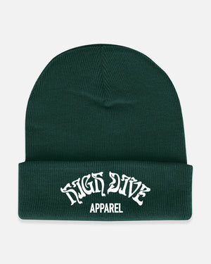HDA Embroidered Bottle Green Beanie