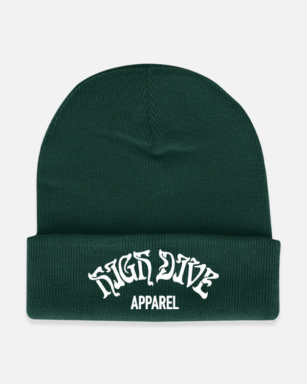 HDA Embroidered Bottle Green Beanie