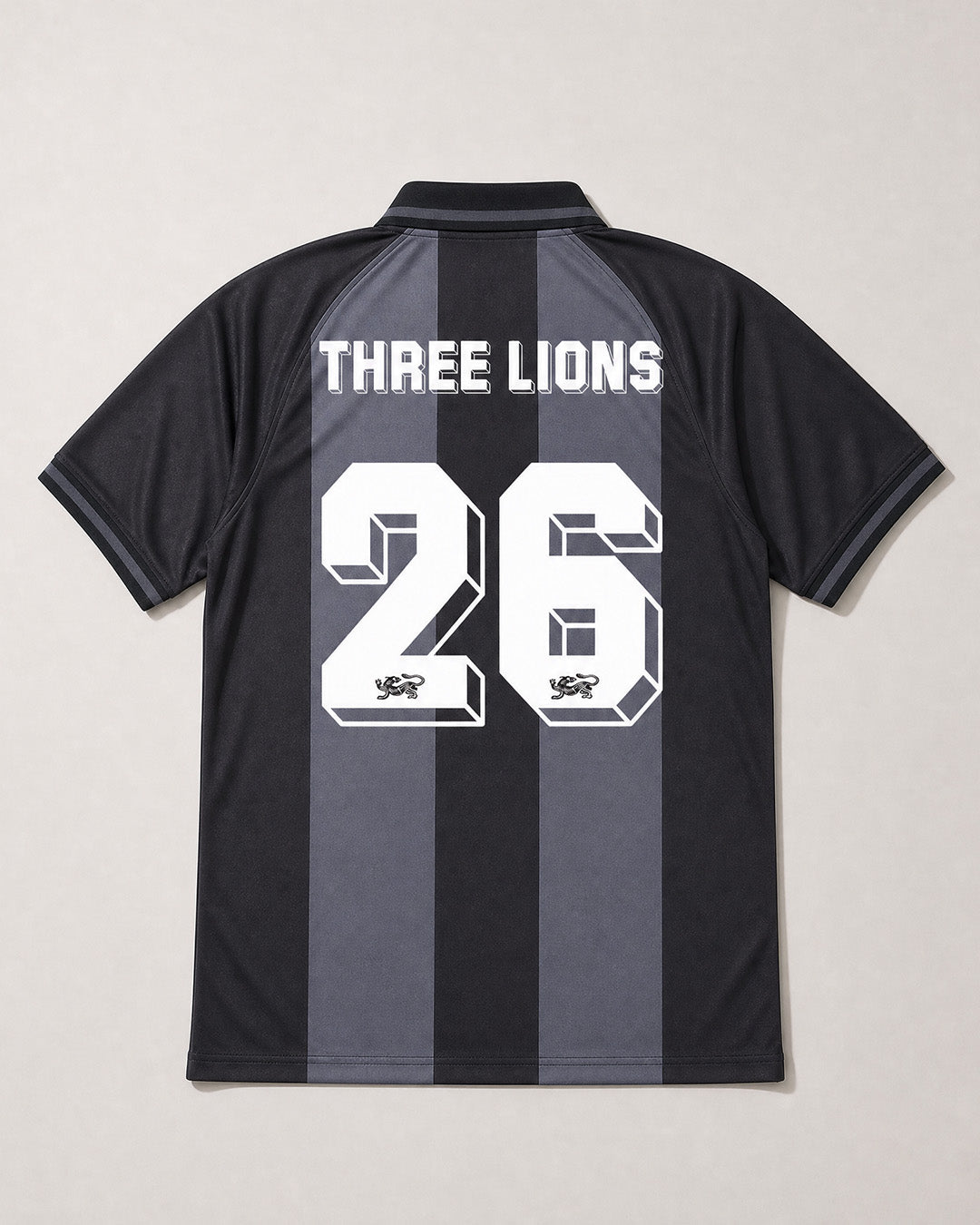 Three Lions Grey Striped Football Tee Limited Edition