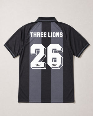 Three Lions Grey Striped Football Tee Limited Edition