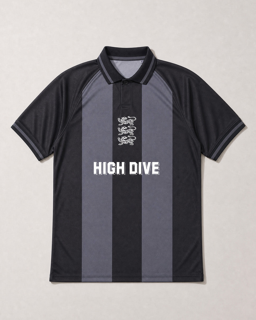 Three Lions Grey Striped Football Tee Limited Edition