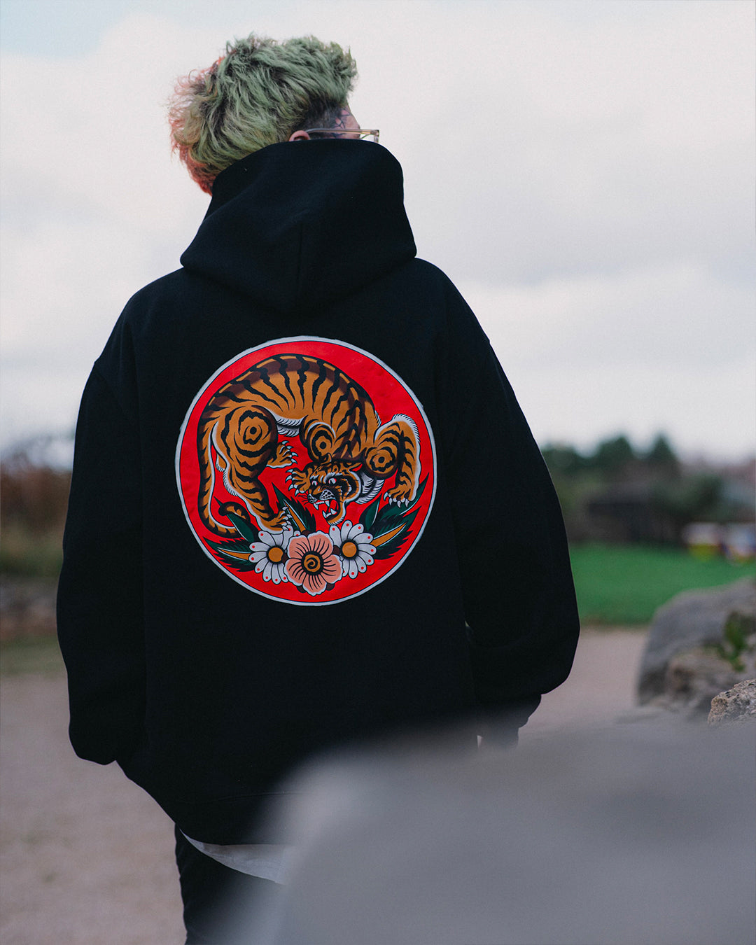 Tiger Black Oversized Hoody