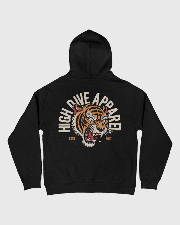 Tiger Roar Oversized Black Hoody