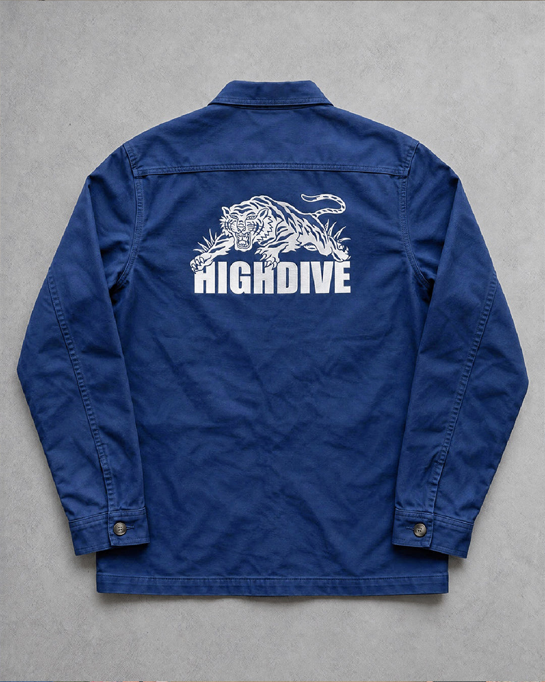 Trad Tiger Embroidered Work Jacket in Washed Indigo
