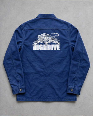 Trad Tiger Embroidered Work Jacket in Washed Indigo