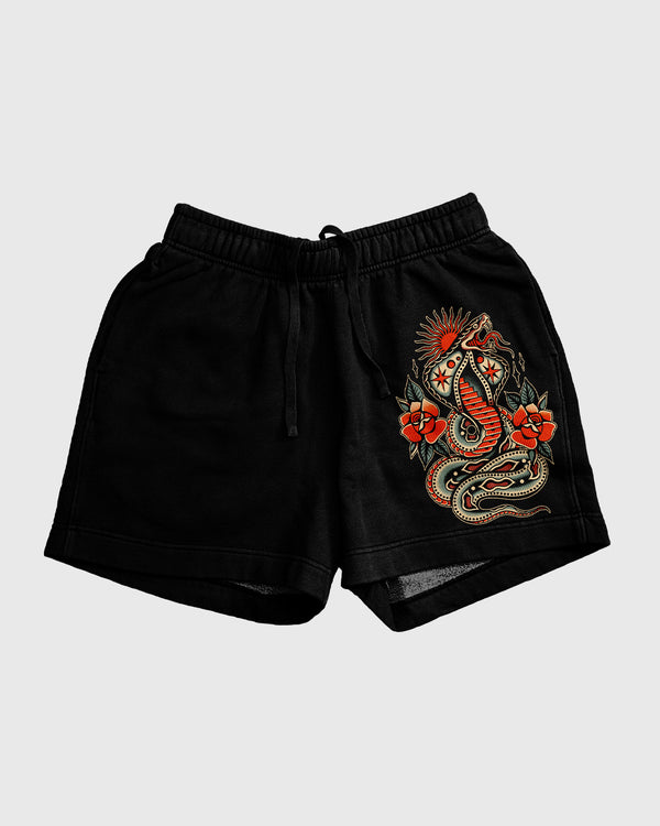 Venom & Velvet Black Relax Track Shorts