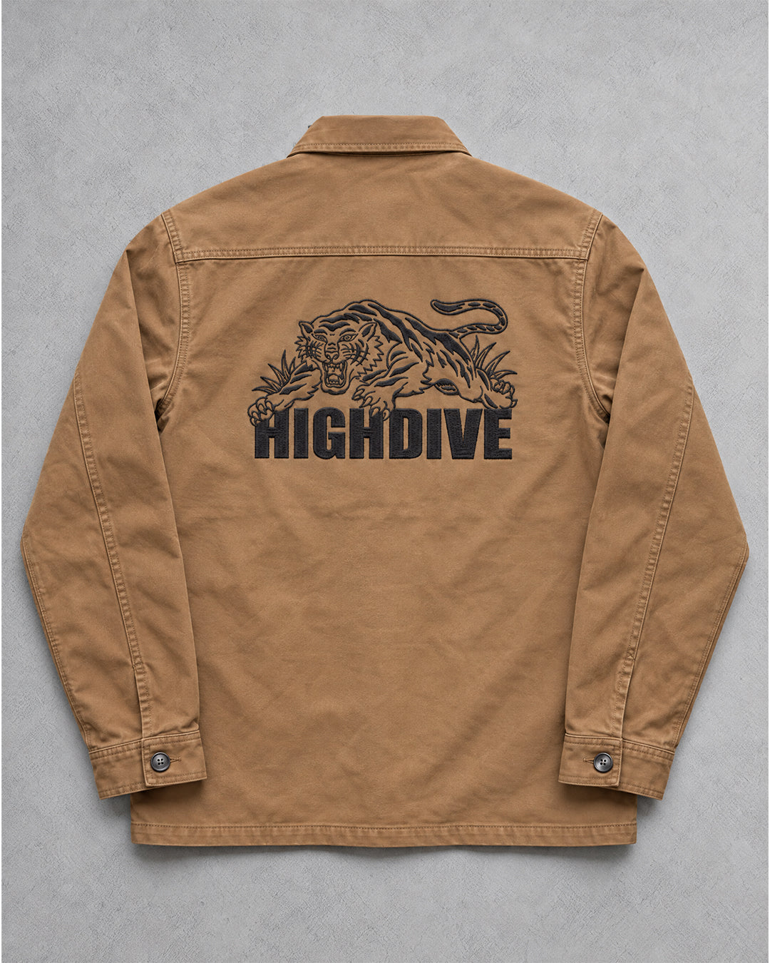 Trad Tiger Embroidered Work Jacket in Washed Tan