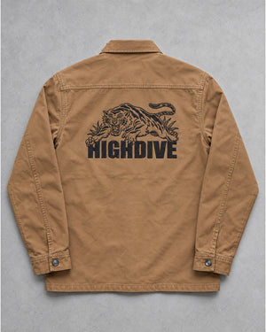 Trad Tiger Embroidered Work Jacket in Washed Tan