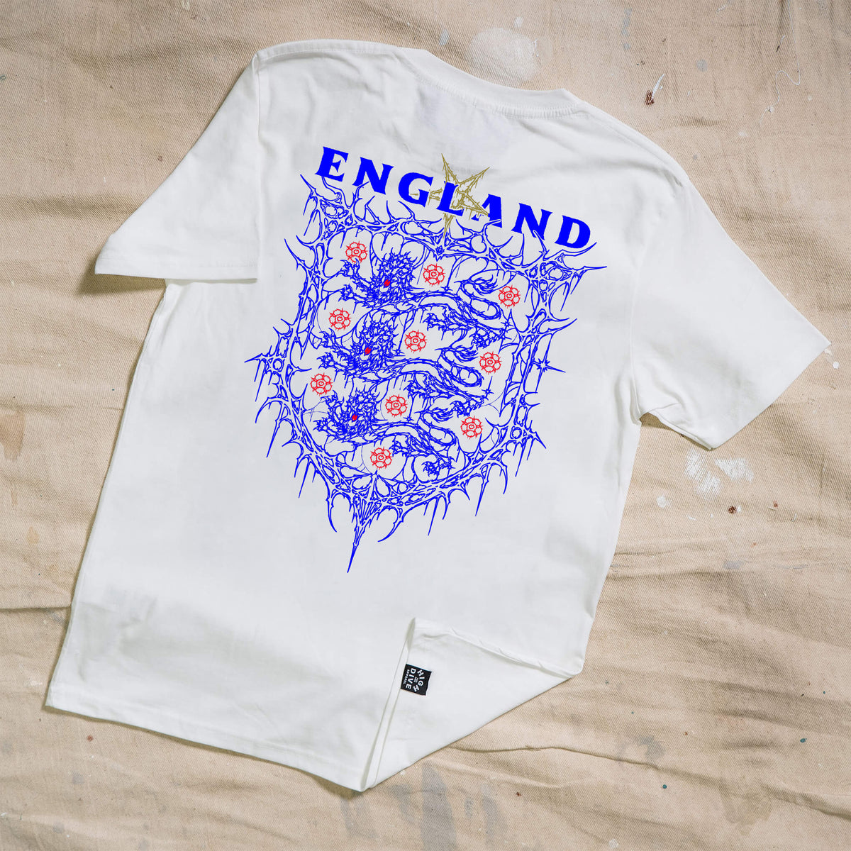 White Full Colour England Tee Limited Edition HDA X Dirt_Wizard
