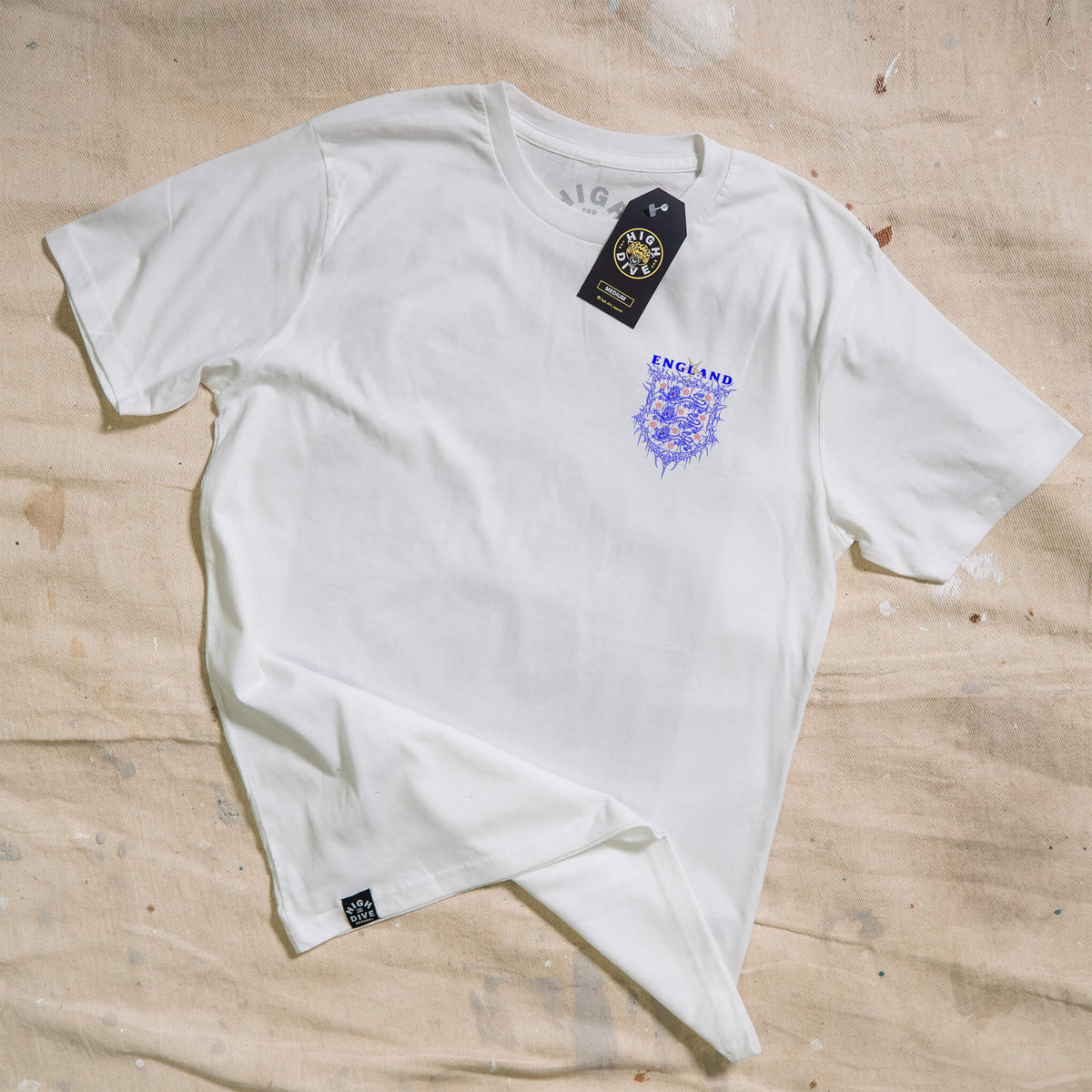 White Full Colour England Tee Limited Edition HDA X Dirt_Wizard