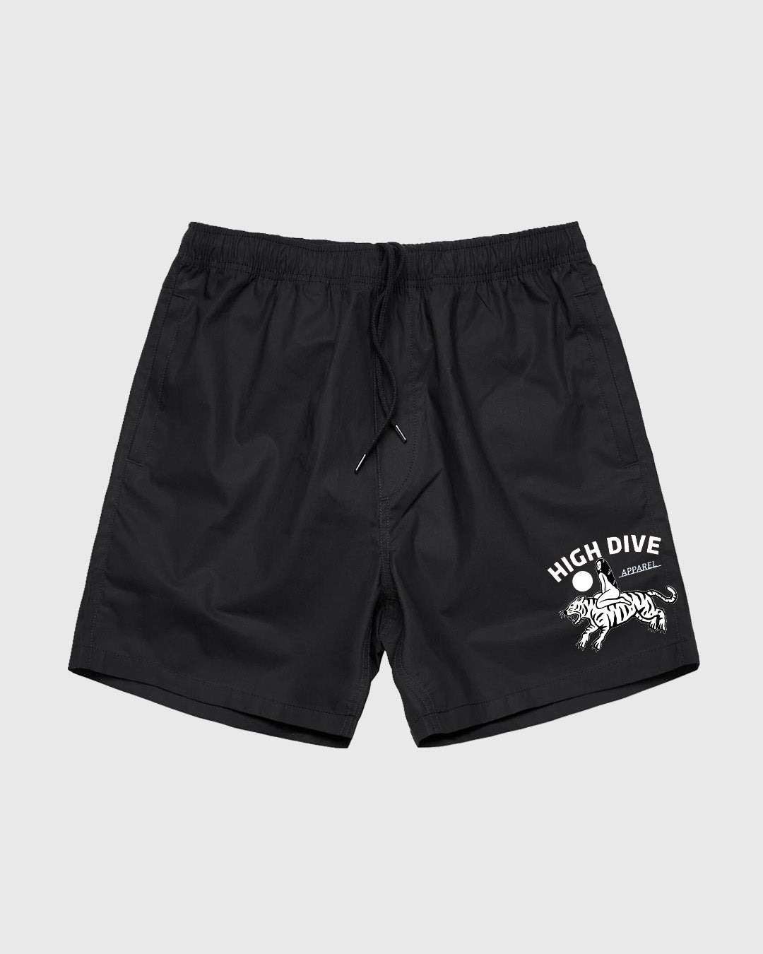 Tiger Rider Black Beach Shorts