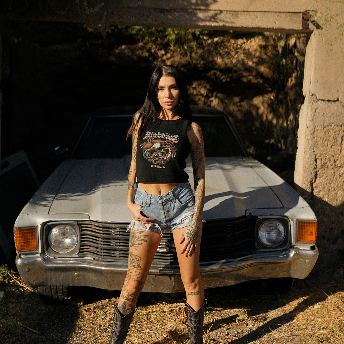 Geripptes Tanktop „Wild World“ 
