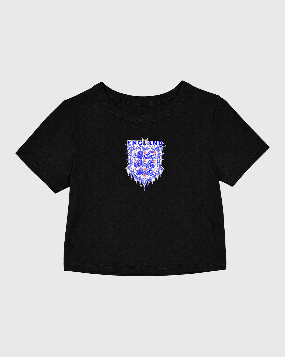 Womens Baby tee Full Colour England Badge Limited Edition HDA X Dirt_Wizard