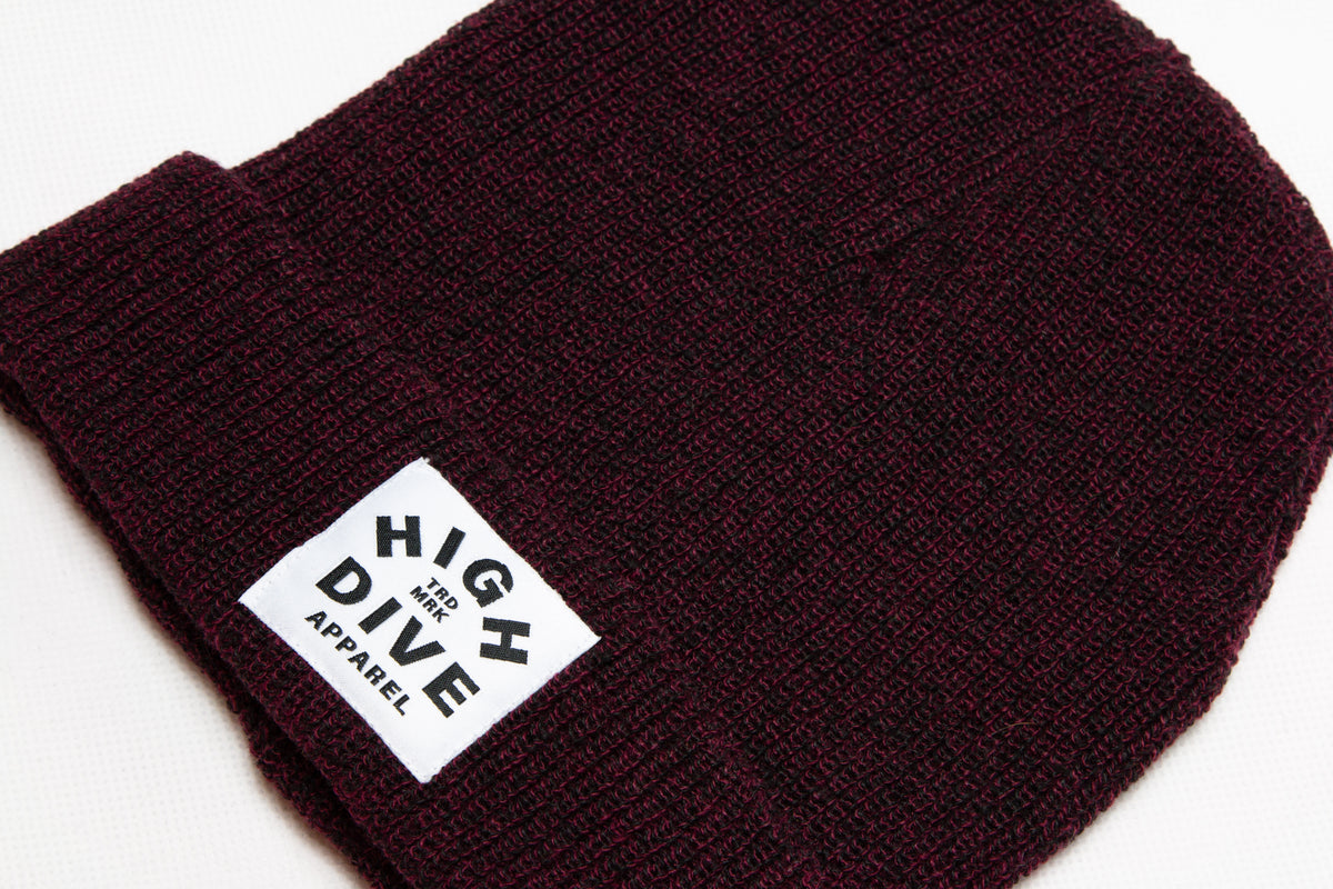 Antique Burgundy Beanie With White HDA Label