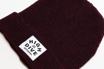 Antique Burgundy Beanie With White HDA Label