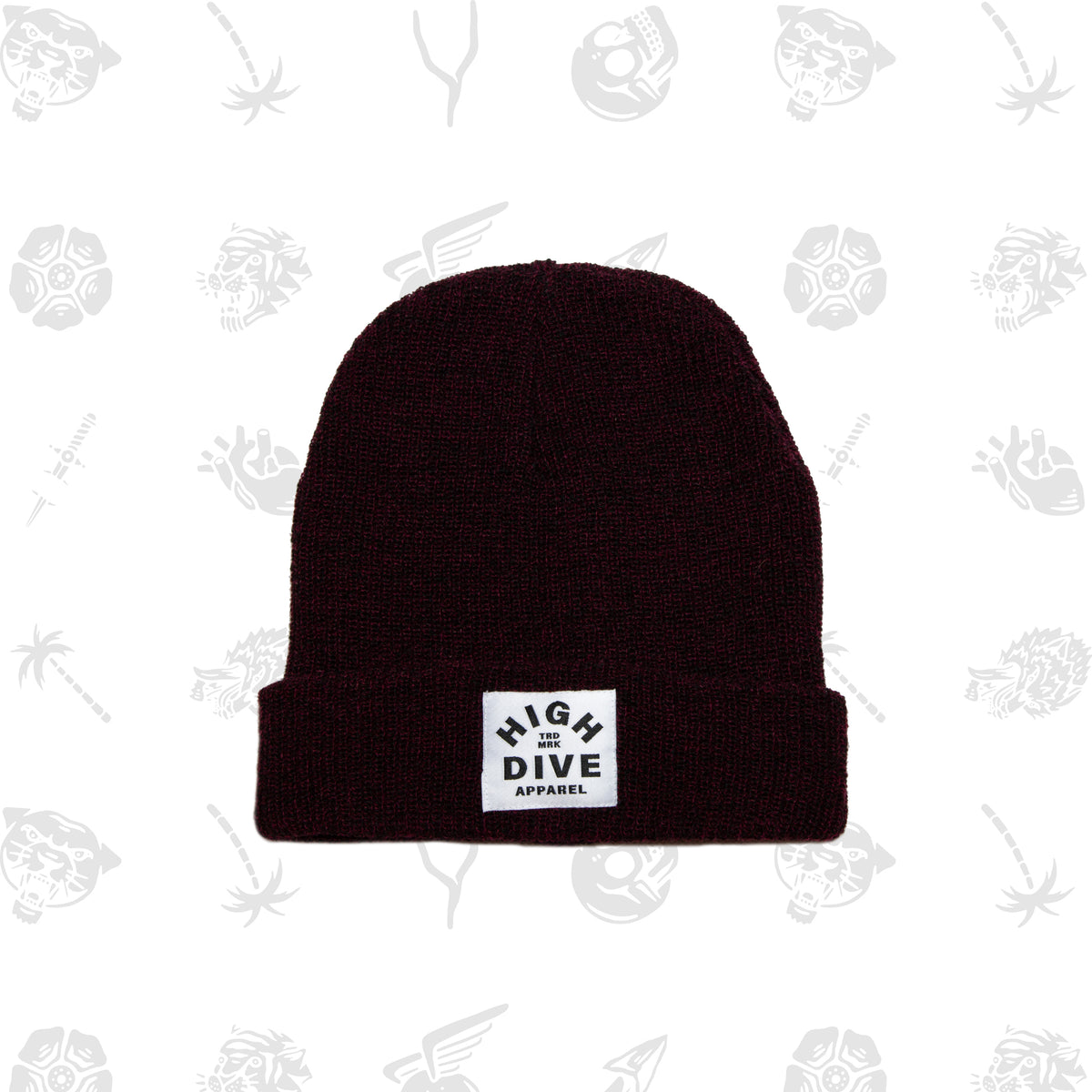 Antique Burgundy Beanie With White HDA Label
