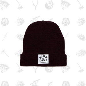 Antique Burgundy Beanie With White HDA Label