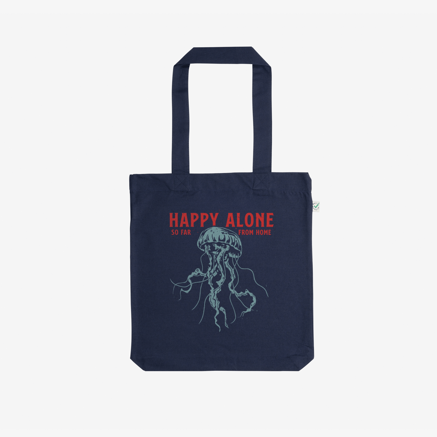 Happy Alone Navy Tote Bag