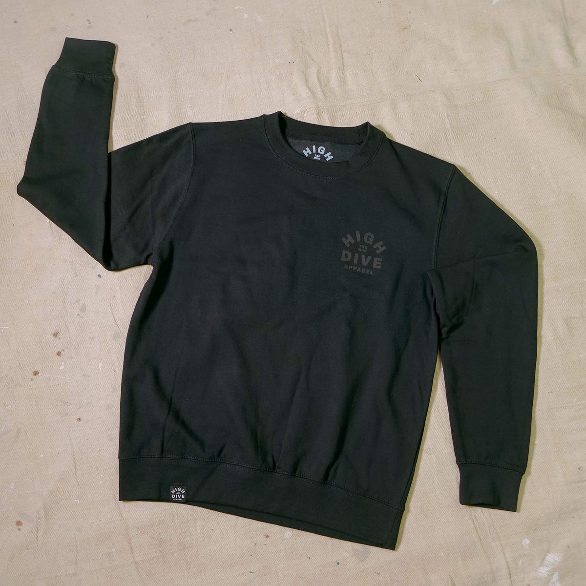 Black On Black Logo Crew