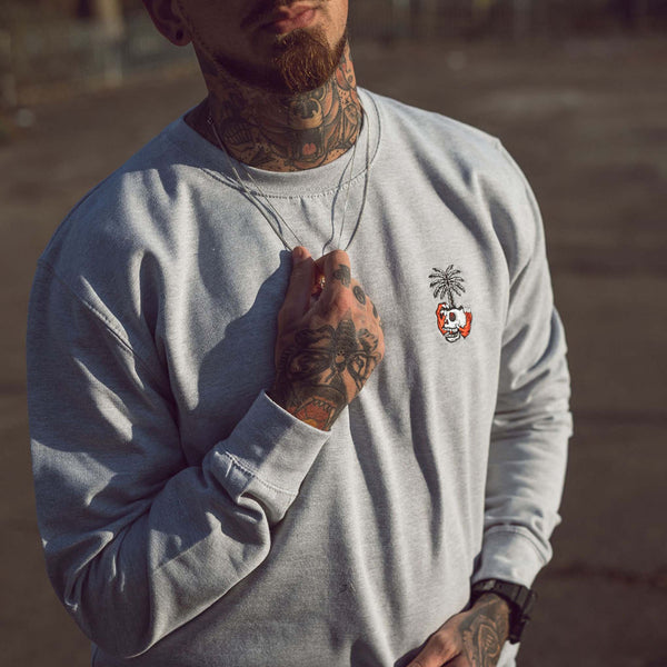 Sudadera gris con bordado Dead Vibes 