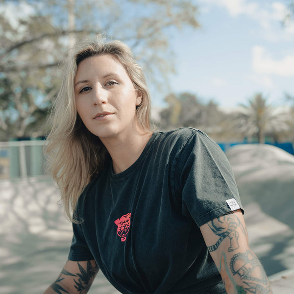 Embroidered Panther Stonewash Tee