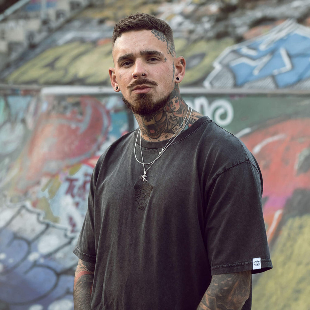 Embroidered Panther Stonewash Tee