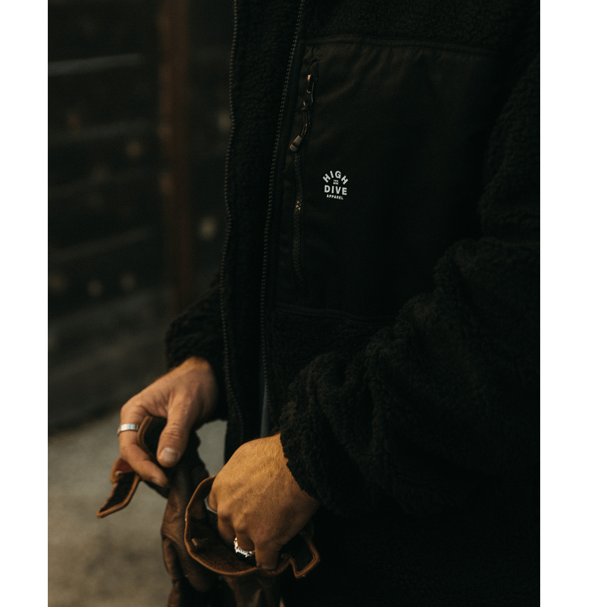 HDA Black Sherpa Fleece Jacket