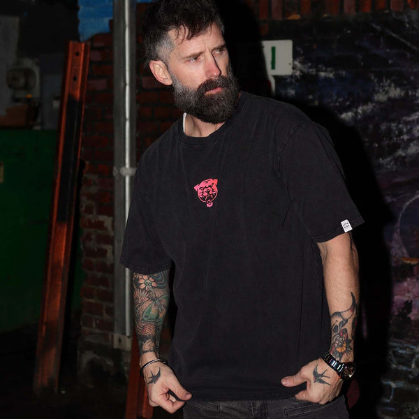 Embroidered Panther Stonewash Tee